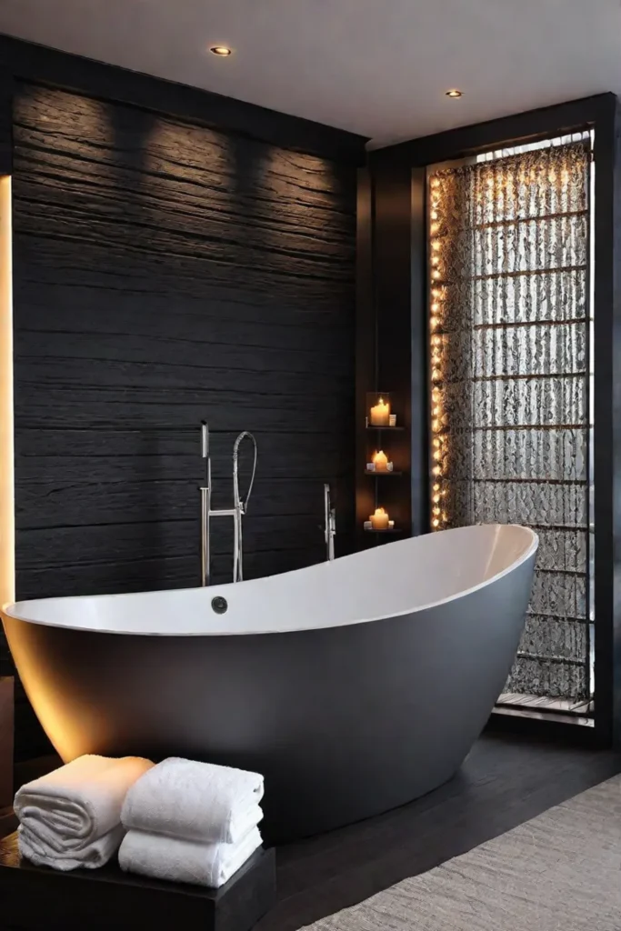 A bathroom with dimmable lights and candles