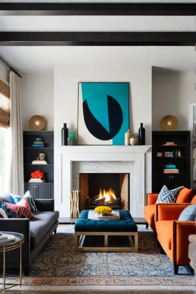 Eclectic and vibrant contemporary living room