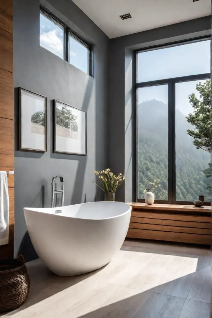 Freestanding bathtub bathed in natural light