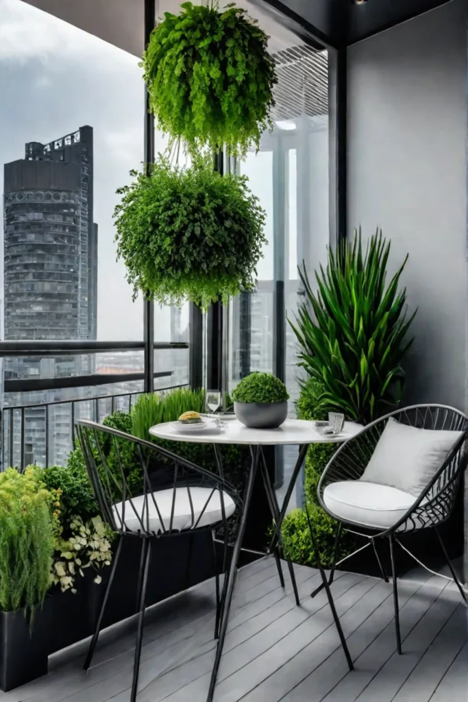 Herb garden modern balcony outdoor dining al fresco dining