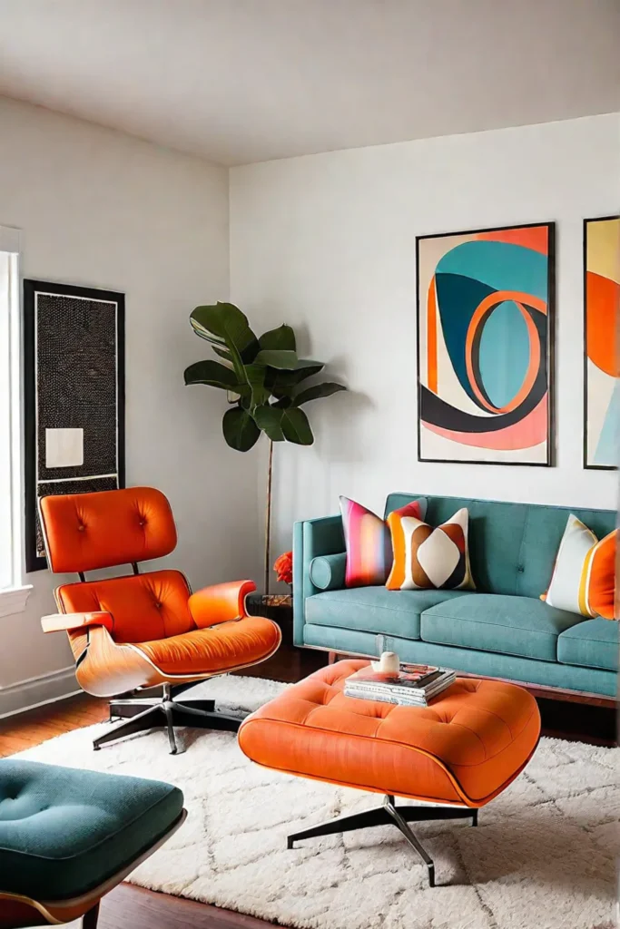 Midcentury modern living room with retro accents