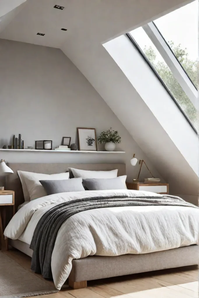 Minimalist bedroom with neutral tones and natural light