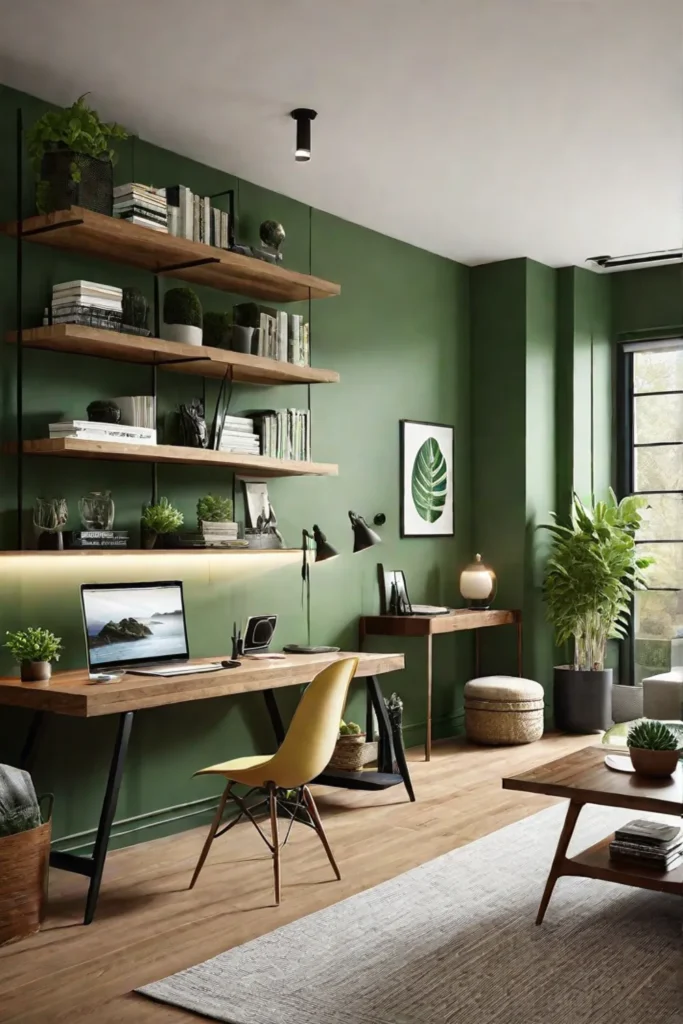 Multifunctional living room with green workspace