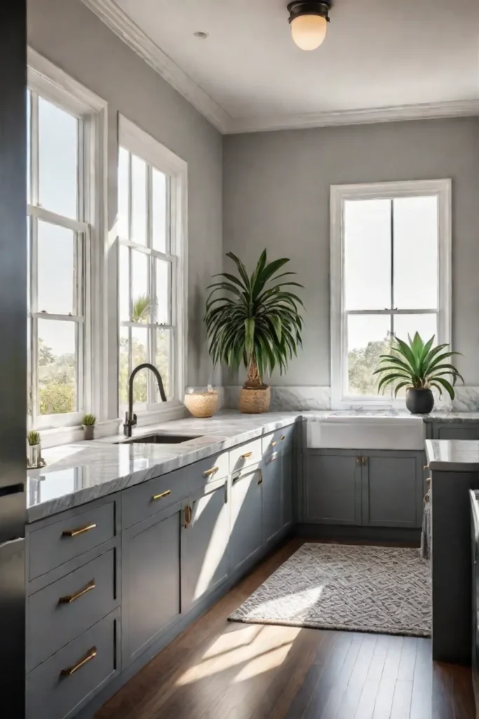 Spalike laundry room with highend appliances and greenery