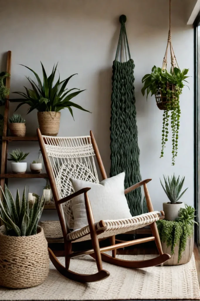 Upcycled ladder bookshelf with plants