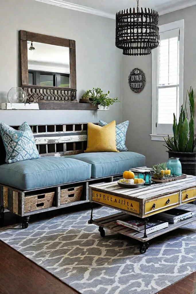 Upcycled pallet coffee table in a living room