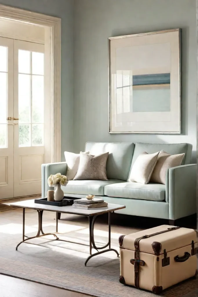 Upcycled suitcase coffee table in a sunlit living room