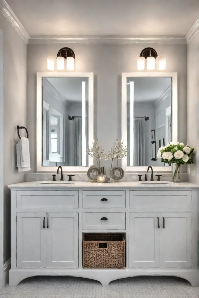 Bathroom with gooseneck sconces