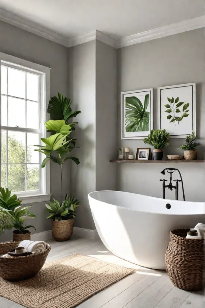 Calming bathroom with rustic and modern elements