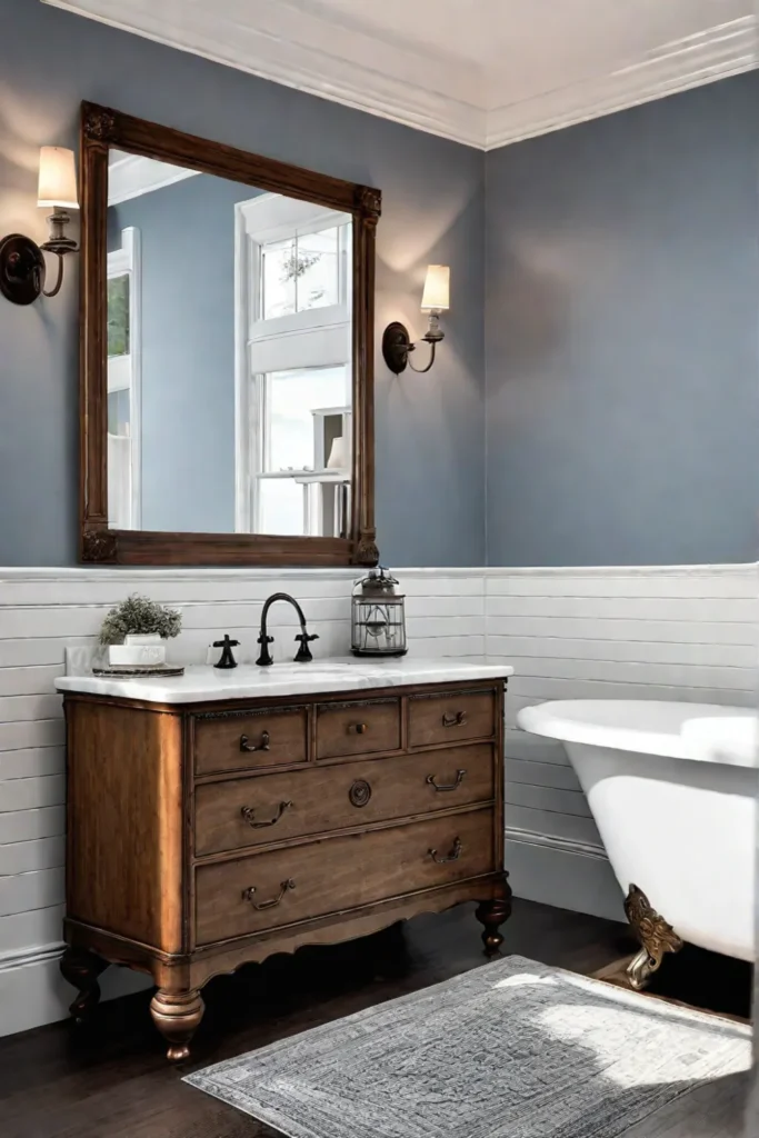 Farmhouse bathroom with antique elements