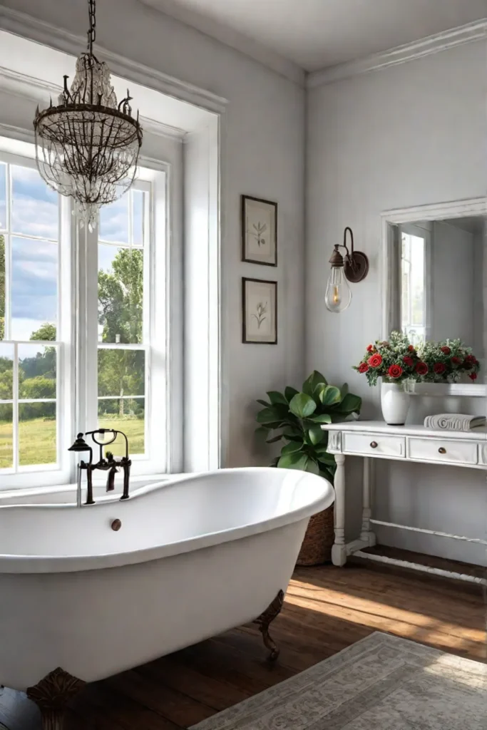 Farmhouse bathroom with clawfoot tub