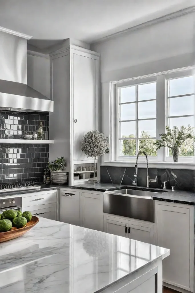 Luxe kitchen with natural stone accents