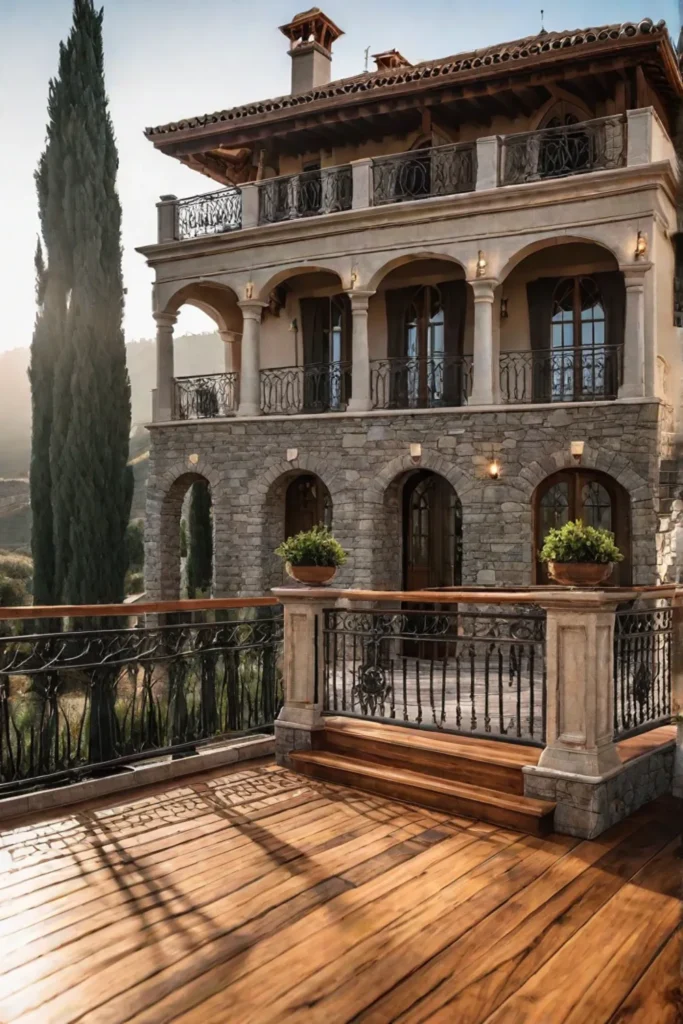 Mediterranean deck with terracotta tiles