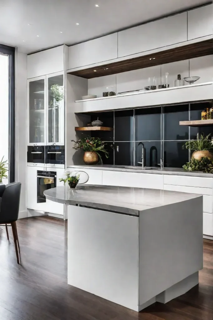 Minimalist kitchen with soapstone and stainless steel