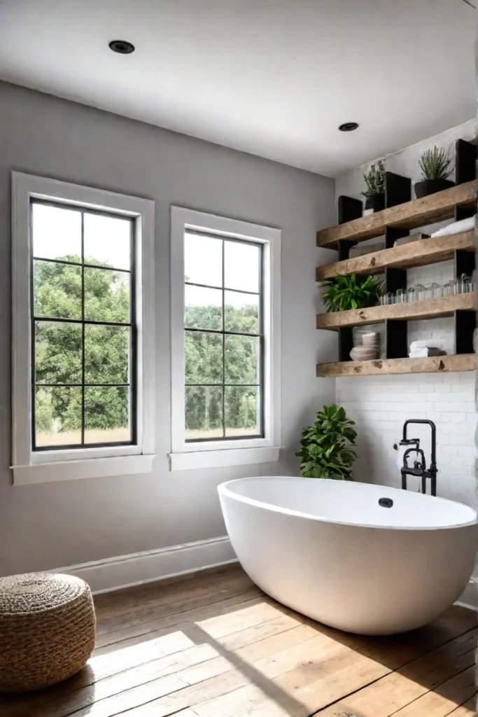 Modern farmhouse bathroom with vintage accents