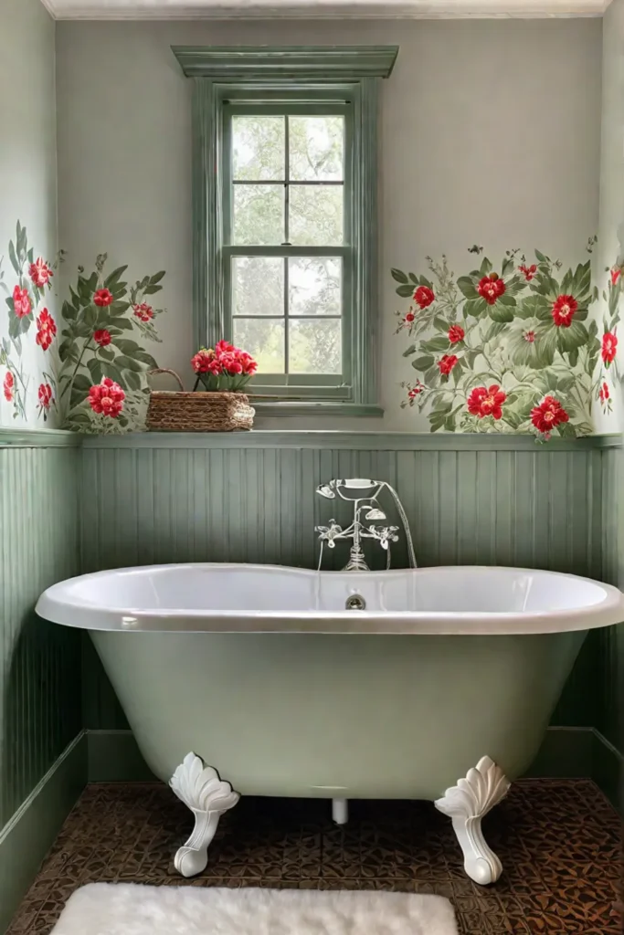 Painted Beadboard Walls in Farmhouse Bathroom