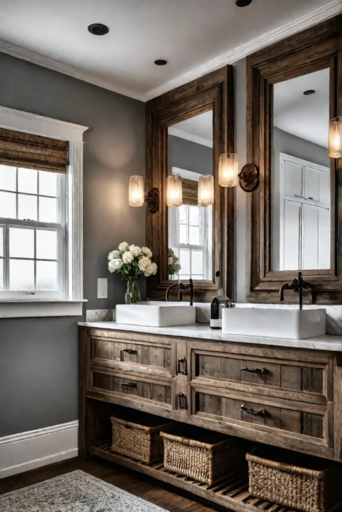 Rustic bathroom reclaimed wood vanity spacious design