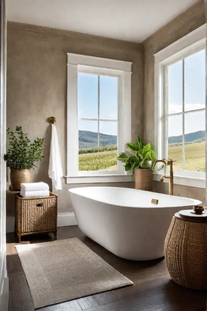 Textured Plaster Walls in Farmhouse Bathroom