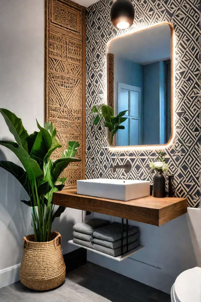 Affordable bohemian bathroom