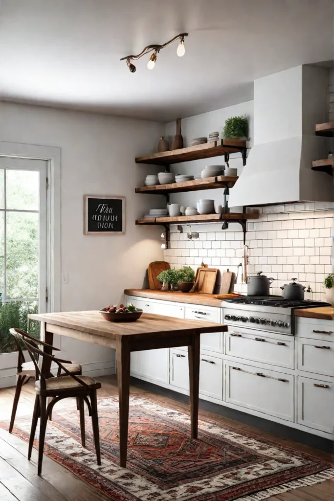 Bright and airy rustic kitchen with tile island