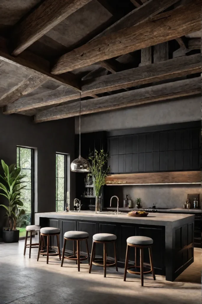 Contrasting textures in a rustic kitchen design