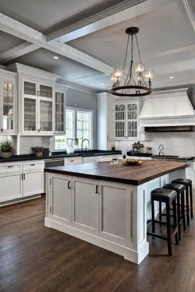 Custombuilt kitchen island with wine storage