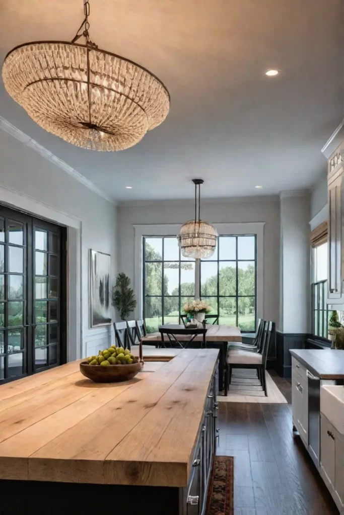 DIY kitchen island made from stock lumber with a farmhouse aesthetic