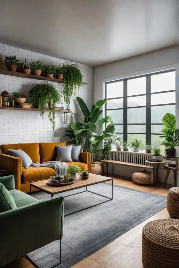 Eclectic decor and indoor plants