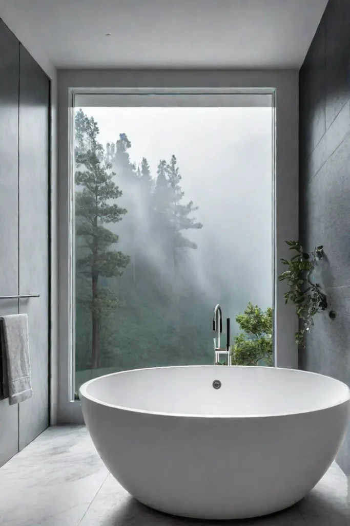 Inviting minimalist bathroom with rainfall shower