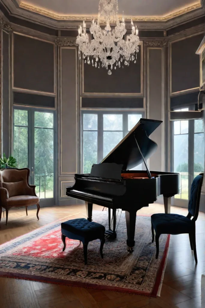 Majestic living room with grand piano