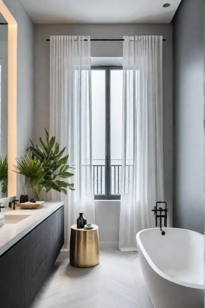 Minimalist bathroom emphasizing natural light