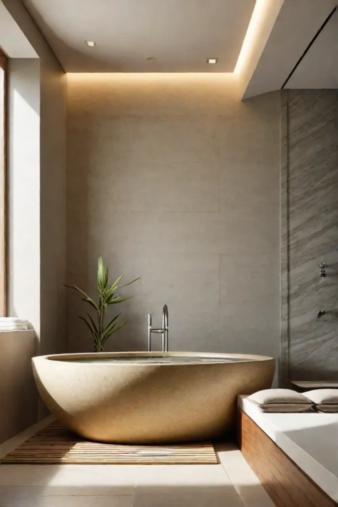 Minimalist bathroom with bamboo accents