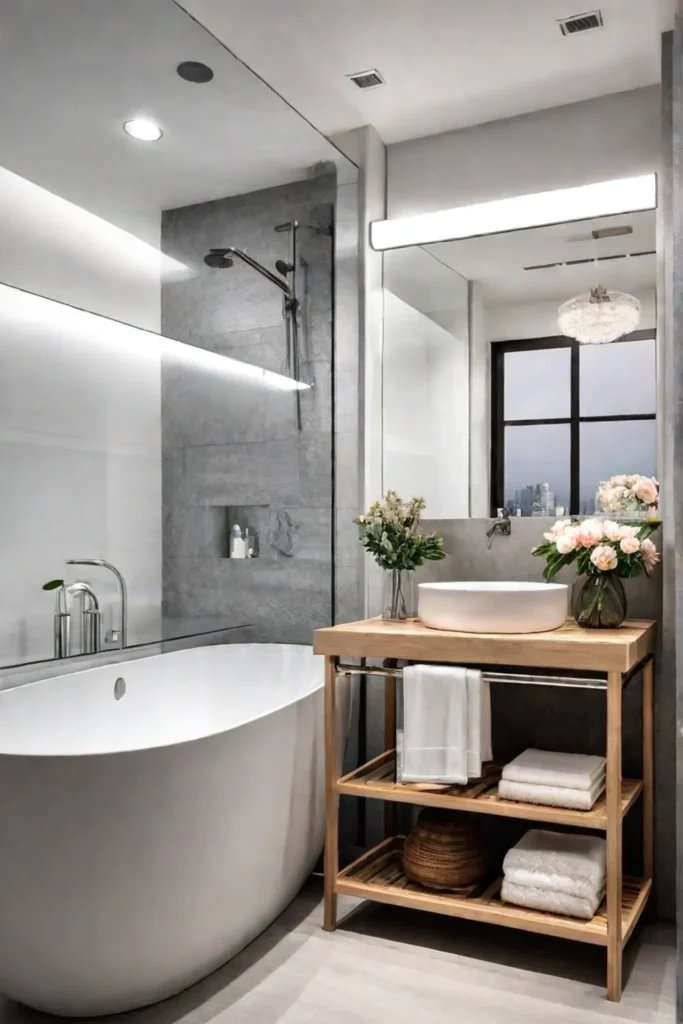 Minimalist bathroom with fresh flowers