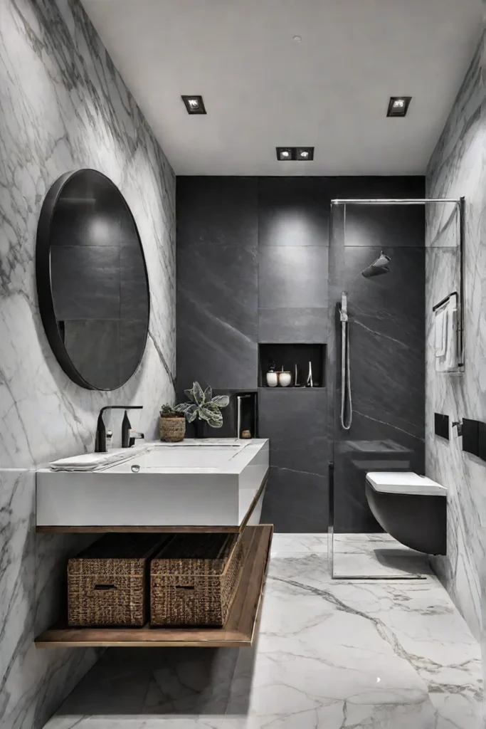 Minimalist bathroom with highend finishes