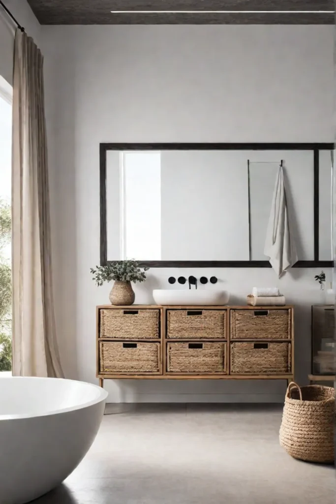 Minimalist bathroom with organic accents