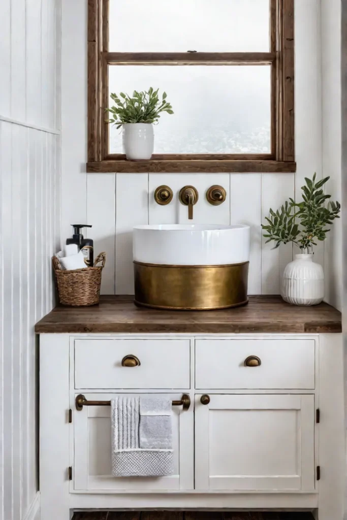 Reclaimed wood vanity with apron sink