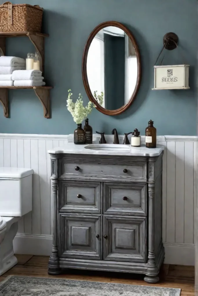 Repurposed furniture as bathroom vanity upcycled style