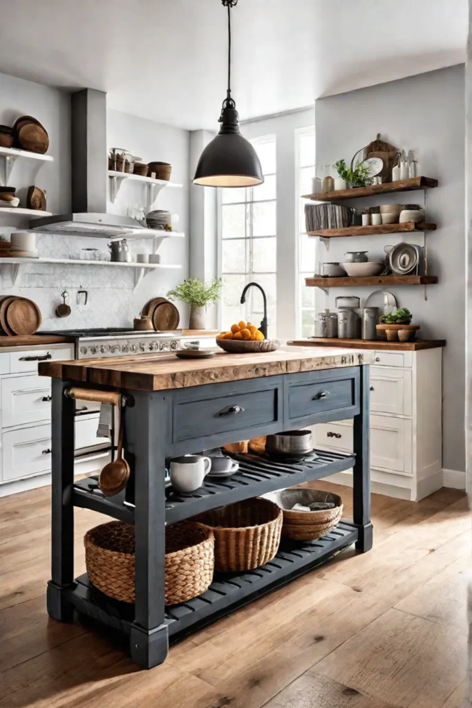 Rustic kitchen island made from reclaimed wood pallets