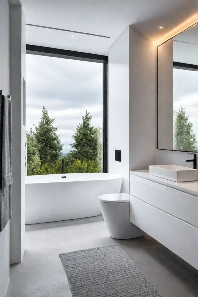 Serene bathroom with white color scheme