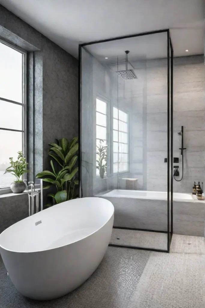 Serene minimalist bathroom with bathtub