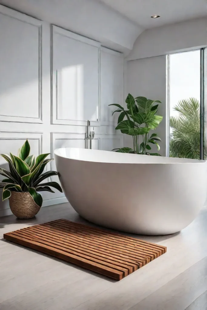 Serene minimalist bathroom with natural elements