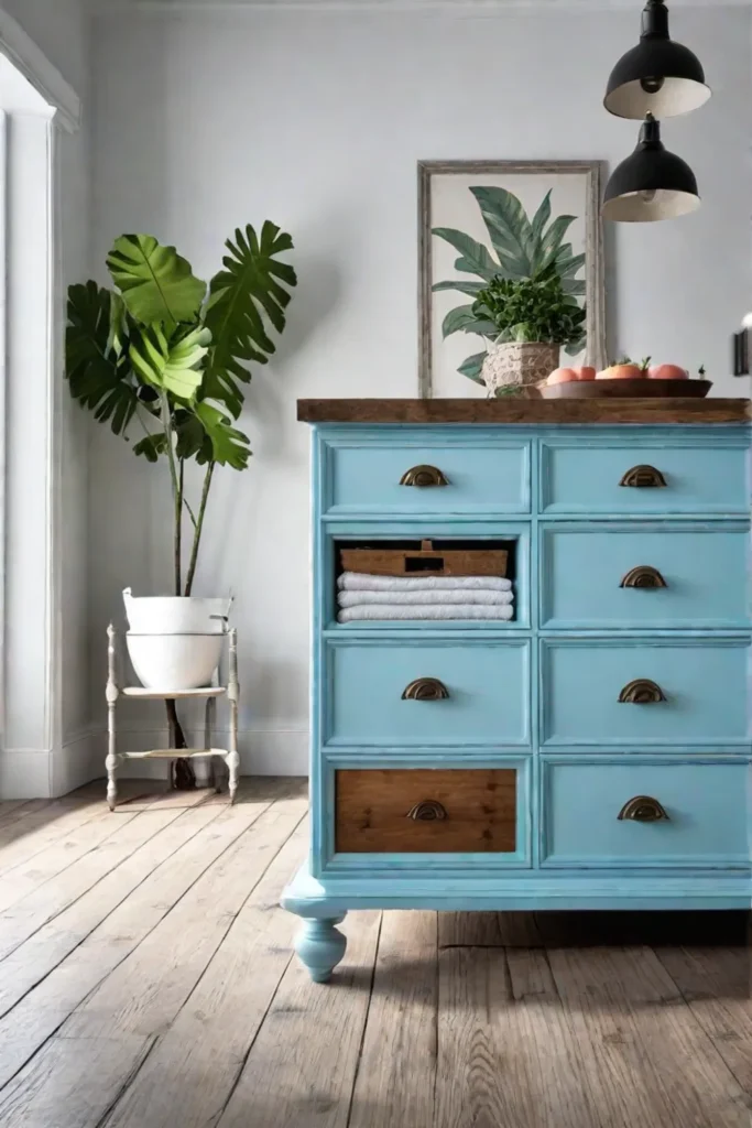 Upcycled dresser transformed into a kitchen island