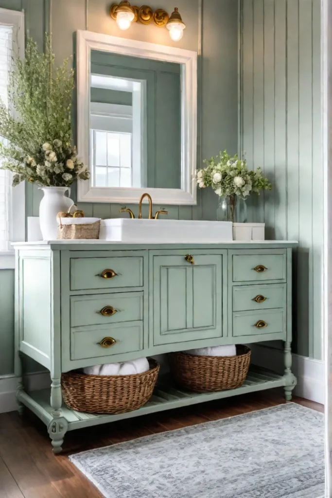 Upcycled dresser vanity farmhouse style